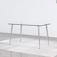 thumbnail image 6 of Glass Dining Table Set with 4 Grey Chairs - 51" Modern Kitchen Table & Chairs, PU Seats, Metal Legs, for Dining Room, Easy Assembly, 6 of 25
