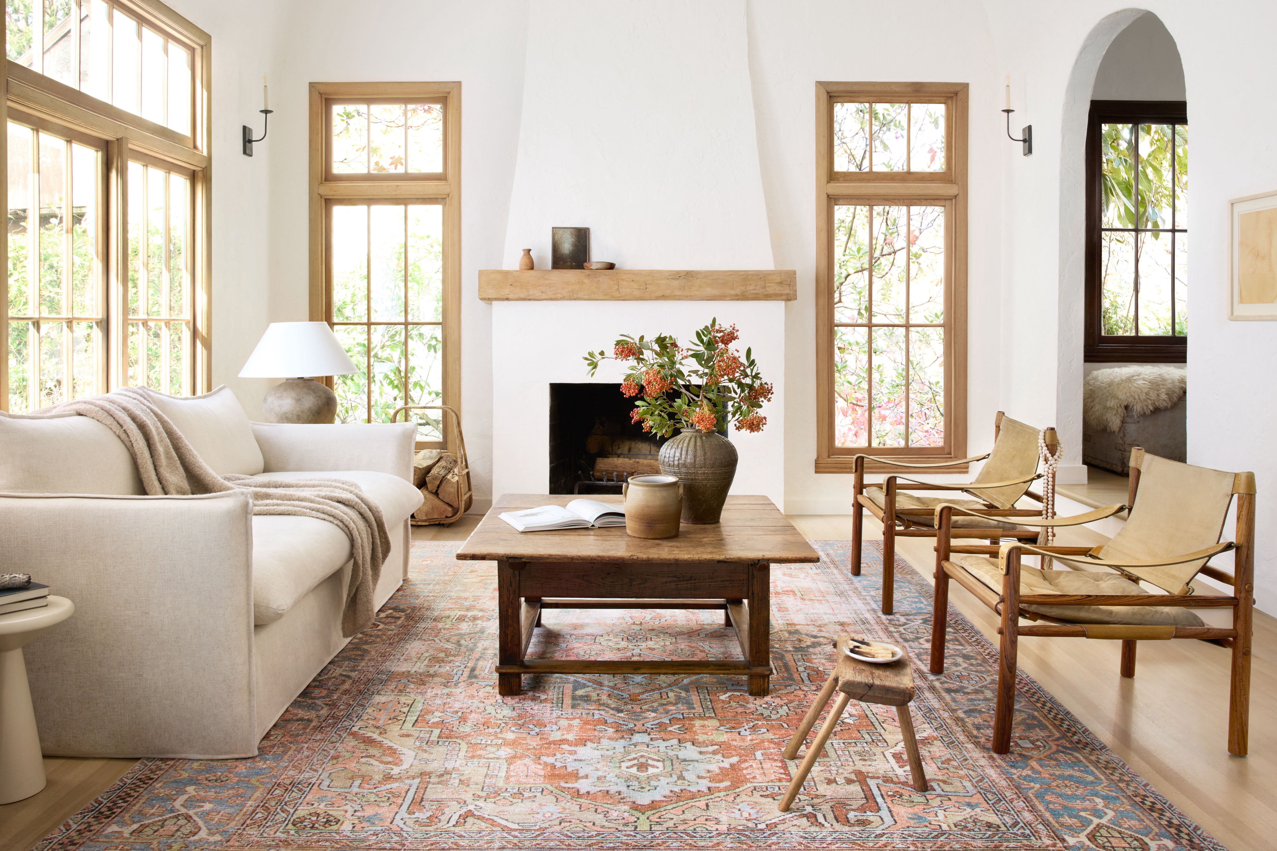 Loloi II Loren Collection LQ-15 Terracotta / Sky Oriental Area Rug 7'-6" x 9'-6"