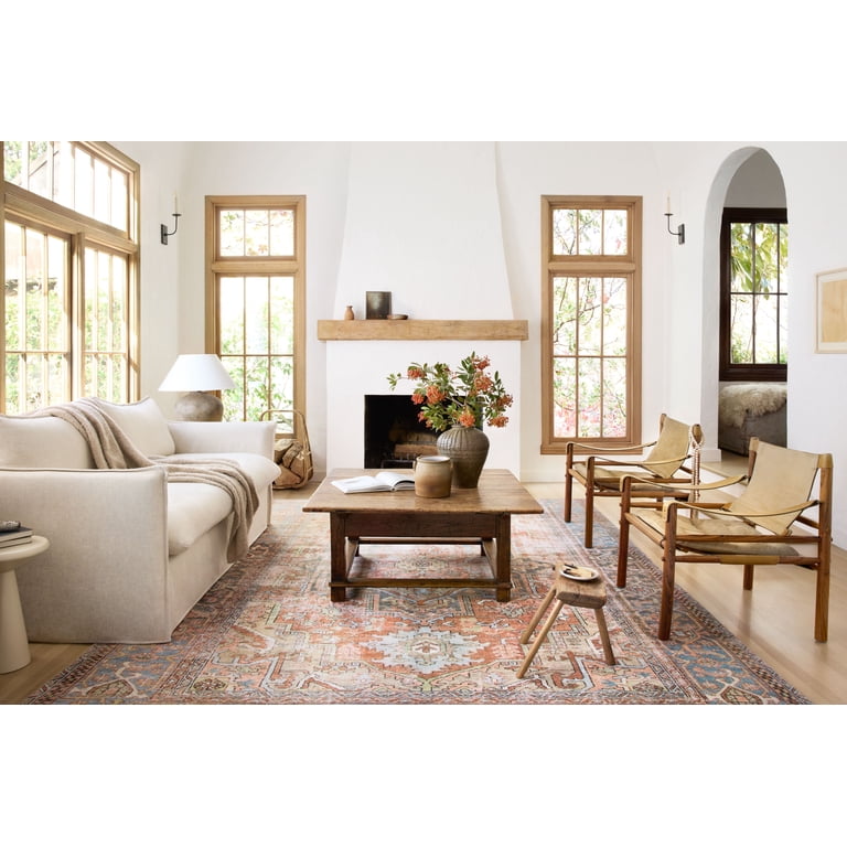Loloi II Loren Collection Vintage Hand-Knotted Terracotta/Sky