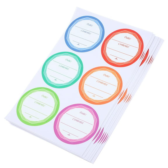 Masteelf Assorted Color PVC Adhesive Jar Labels for Canning Removable Writing Stickers for Decoration 60 Labels Total
