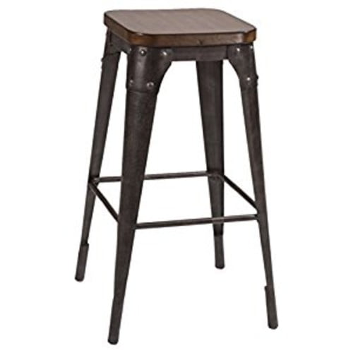 Hillsdale 5733832 Morris Backless Bar Stool, Dark Gray/Black Wood [Bar