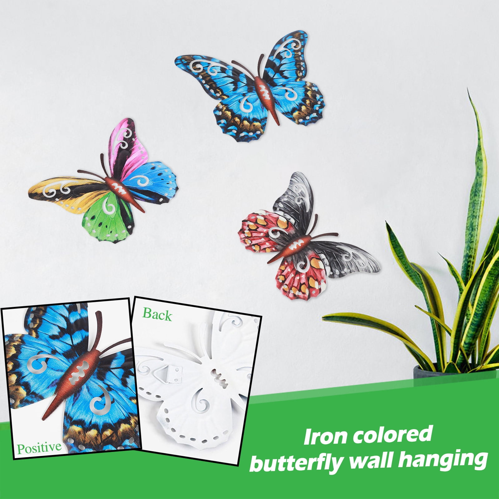 3 Packs Metal Butterfly Wall Art Inspirational Wall Decor Sculpture Hanging for Indoor and Outdoor