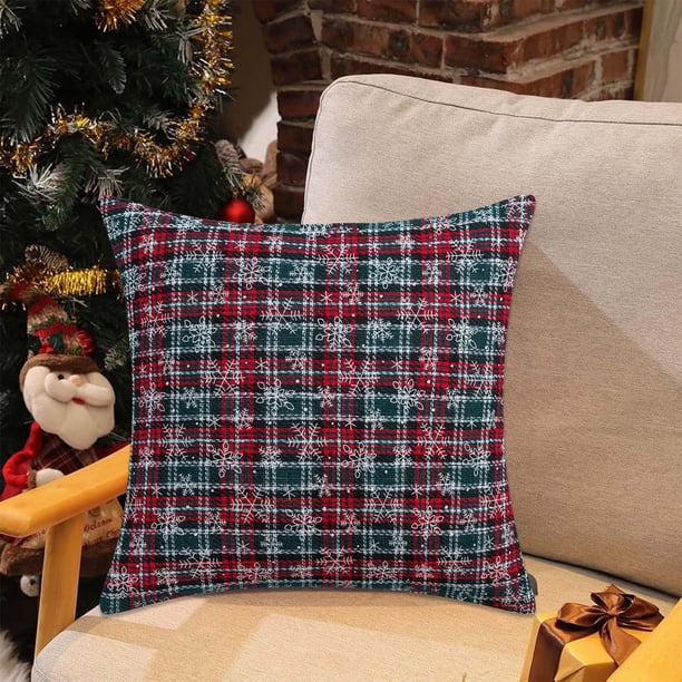 pstuiky Funda de cojín decorativa con estampado navideño de copos de nieve para fiestas de cumpleaños, sofá, sala de estar o como cojín lumbar.