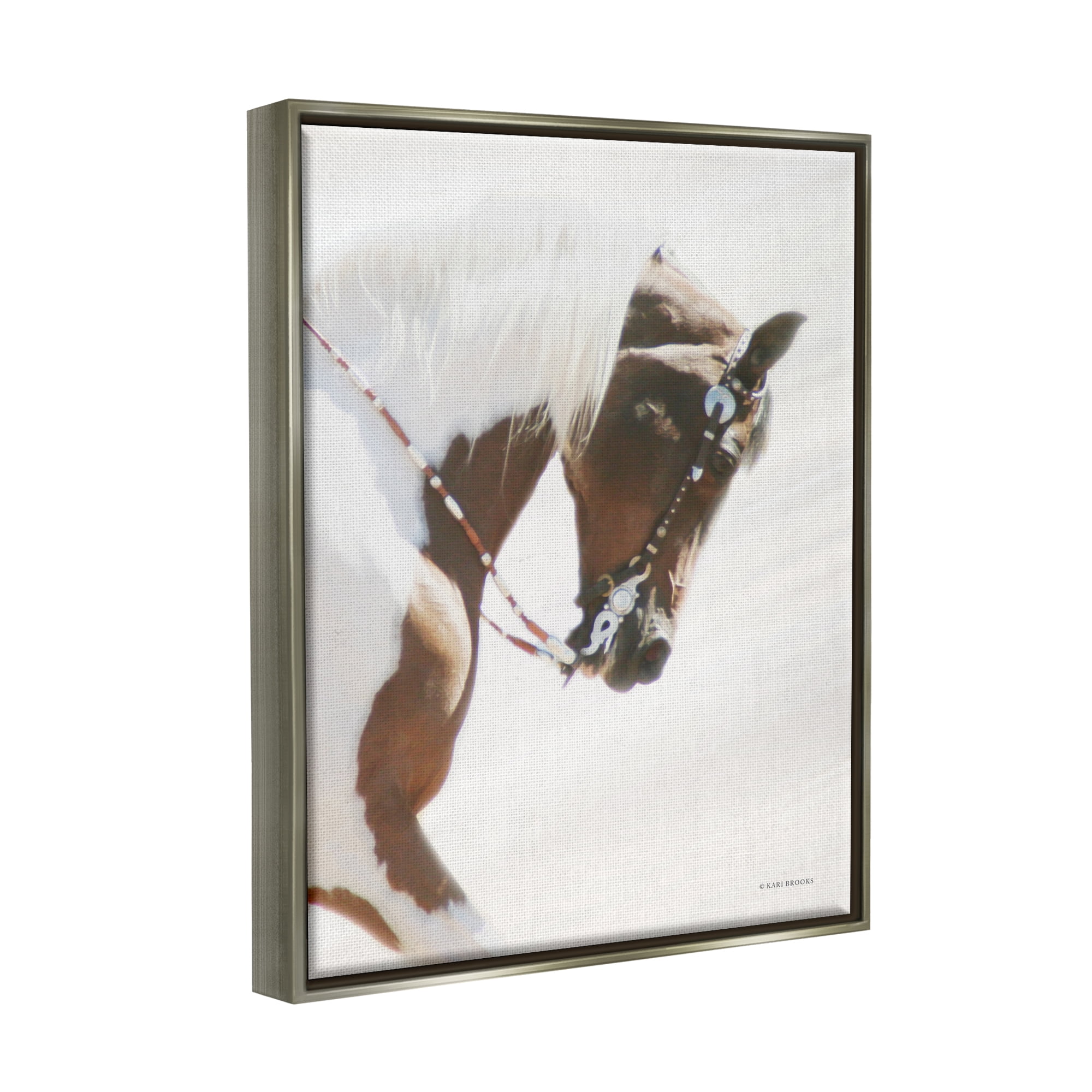 Stupell Industries Galloping Horse with Halter Animals & Insects Photography Gray Floater Framed Art Print Wall Art, 25 x 31
