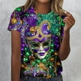 thumbnail image 6 of QQAMB Mardi Gras Shirts for Women Trendy Crewneck Short Sleeve Carnival Tee Blouses Funny Gifts Party T-Shirts Purple 2XL, 6 of 6