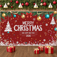 thumbnail image 6 of Red Background Merry Christmas Banner Gold Ornaments Happy New Year Display Snowflake Design Christmas Tree 2026 Holiday Backdrop for Christmas Party New Year Eve Home Celebration, 6 of 9