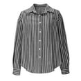 thumbnail image 4 of Clearance under 10$ Sevevn Striped Button Down Shirts For Women Dress Shirts Long Sleeve Casual Collared Office Work Shirt With Pocket Early Access Deals Black XXL, 4 of 6
