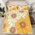 thumbnail image 2 of Manfei Retro Western Flower Bed Sheets for Female, Orange Groovy Daisy Floral King Sheets, Plant Botanical Sheet Set, Microfiber Bedroom Decor, 4pcs, 2 of 7