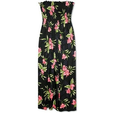 LAVAHUT - Midnight Black Long Maxi Authentic Hawaiian Dress - Walmart.com