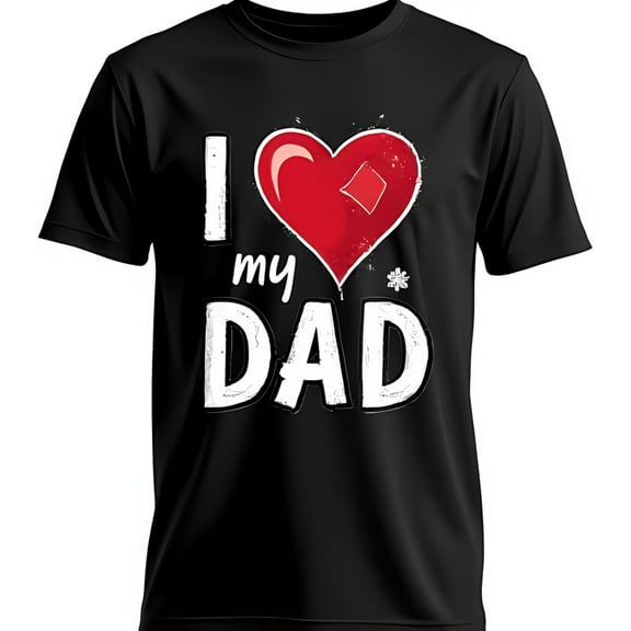 Black T-Shirt with Heartfelt 'I Love My DAD' Graphic
