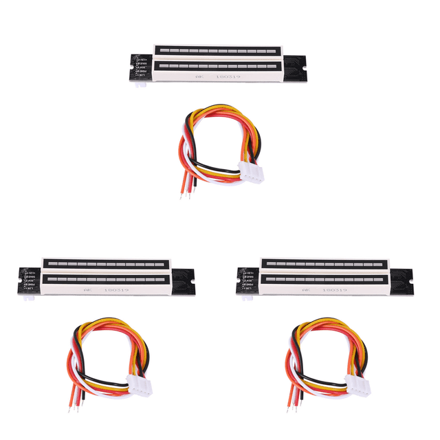 3X Dual 12 Music Level Indicator LED Spectrum VU Meter Amplifier Light Speed Adjustable Board for MP3 DC 7-12V(),3xDouble 12 bit LED level display board 3x cable,Black&white