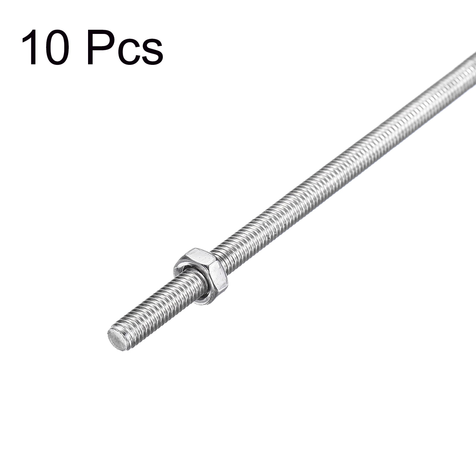 Fully Threaded Rod M4 x 300mm 0.7mm Pitch 304 Stainless Steel Right Hands 10pcs