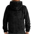 thumbnail image 3 of Dwelliawo Sherpa Lined Jacket Men Zip Up Hooded Fuzzy Jacket Full Zip Warm Hooded Sweatshirts Fleece Sherpa Lined Coats with Pockets Black L, 3 of 5