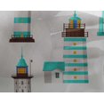 thumbnail image 5 of oneOone Georgette Viscose Turquoise Blue Fabric Sea Lighthouse Craft Projects Decor Fabric Printed By The Yard 42 Inch Wide, 5 of 5