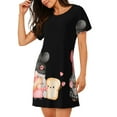 thumbnail image 2 of Honeii Baker Gnome Print Women's Loose Short Sleeve Nightgown, Soft Cotton Sleepwear, Comfy Loose Fit Pajama Dress for Sleep and Lounge, 2 of 6