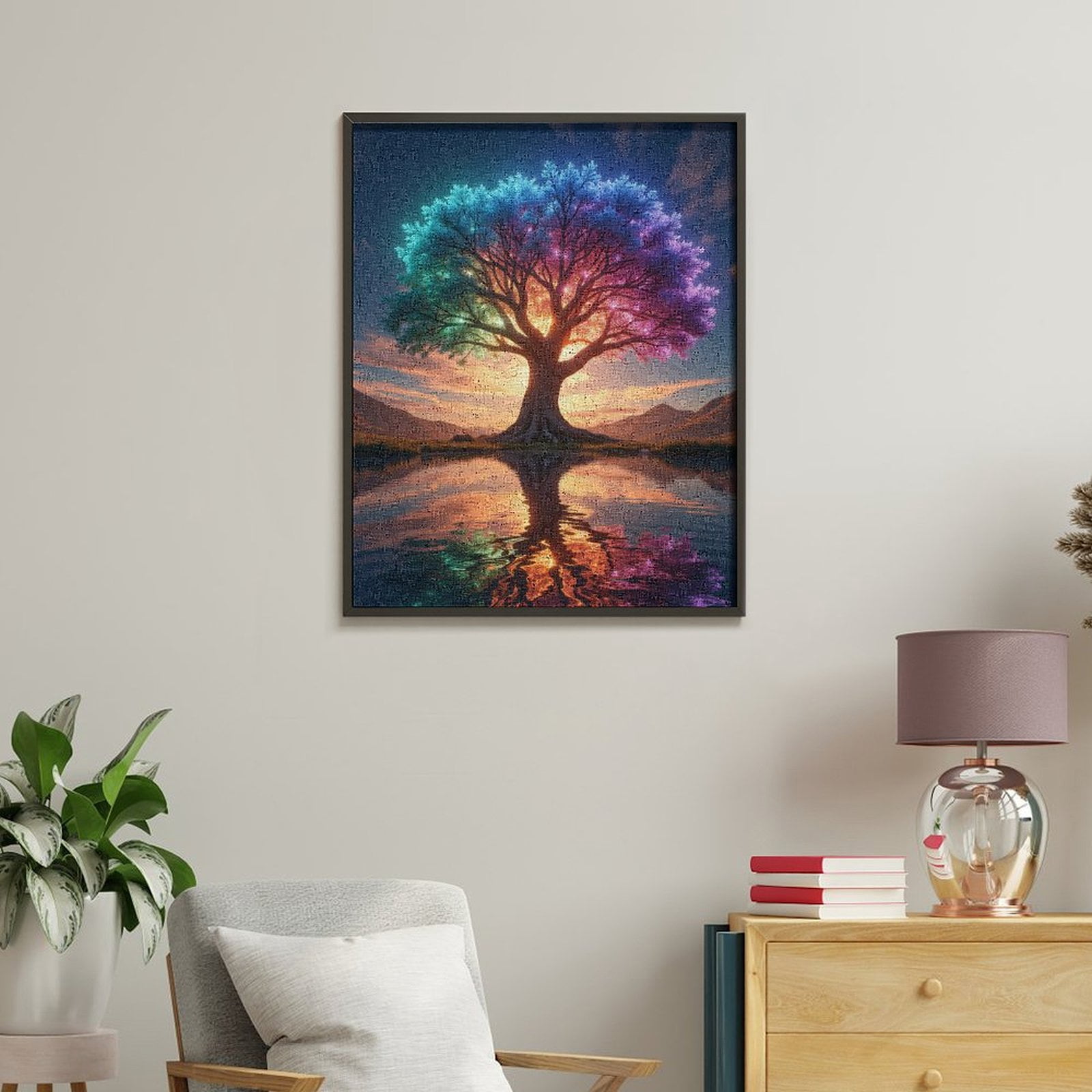 Paint by Numbers Kit for Adults, Colorful Dreamscape Tree Reflection Paint by Numbers, Easy Paint by Numbers Kit for Adults Beginner, DIY Adult Paint by Number Kits on Canvas, Home Decor