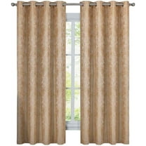 Sheetsnthings Abstract Bali 54-Inch Wide x 108-Inch Long Panel, Set of 2 Jacquard Thermal Insulated Blackout Curtains, Gold