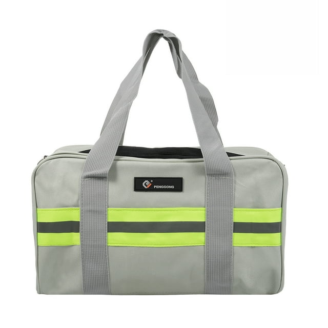 PENGGONG PENGGONG Gray Multi-Purpose Tool Storage Bag - Thickened Double-Layer Oxford Cloth with Reflective Strips for Emergency Repairs, 14-Inch Square Bag (35x13x20CM)
