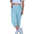 thumbnail image 4 of Frostluinai Yoga Capris for Womens High Waist Straight Leg Pants Stretch Slim Fit Capris Solid Color Gym Trousers Slit Hem Capris with Pocket, 4 of 8