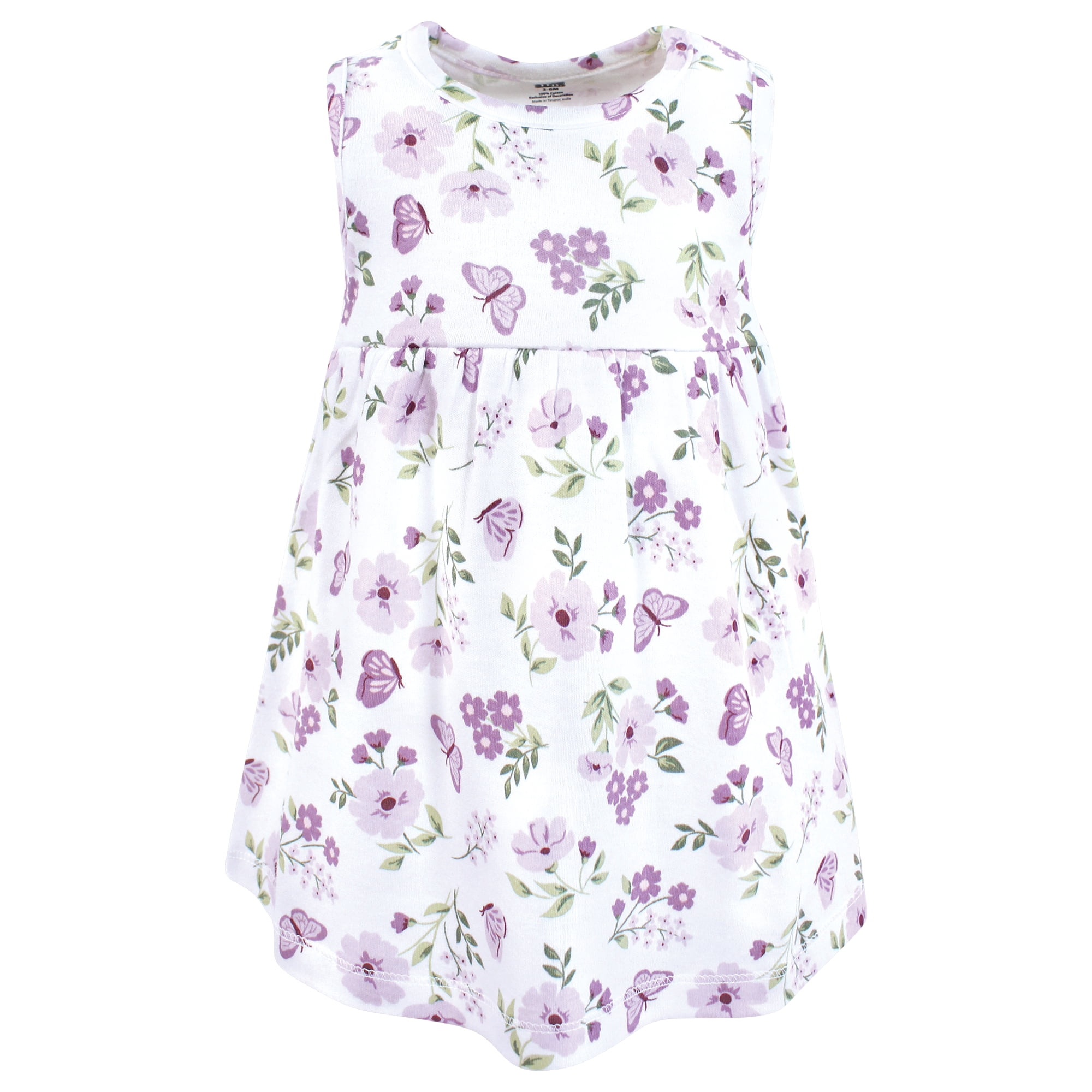 Hudson Baby Infant and Toddler Girls Cotton Dress and Cardigan Set, Purple Butterfly Floral, 2T