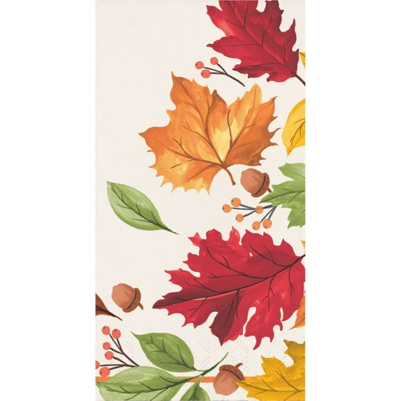 Fall Leaves 3-Ply Paper Guest Dinner Napkins 16 Per Pack