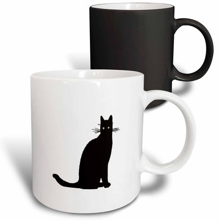 3drose Seated Black Cat in Elegant Pose Photo Vector 11oz Magic Transforming Mug