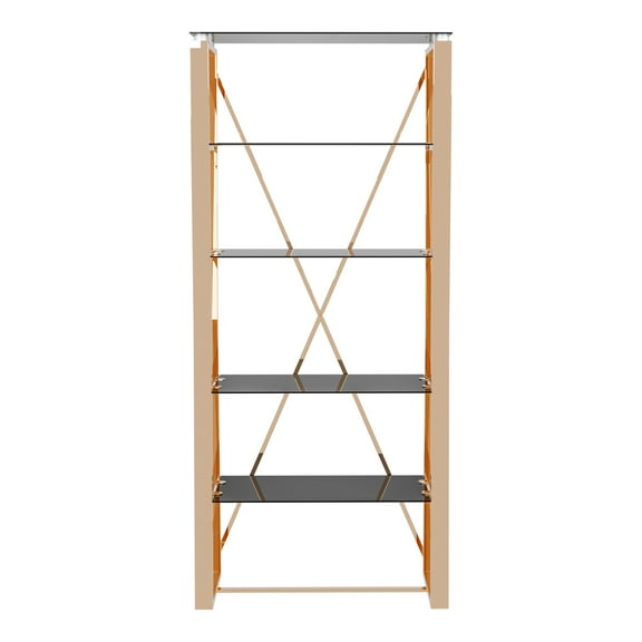 Morfell 4-Shelf Metal Bookcase, Gold