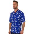 thumbnail image 2 of UZZI Mens Hawaiian Casual Button Down Short Sleeve Beach Surf Aloha Party Shirt, Blue Aloha, Size: Medium, Uzzi Active Wear, 2 of 3
