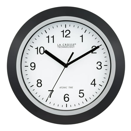 La Crosse Technology 10 inch Classic Black Atomic Analog Wall Clock, WT-3102B