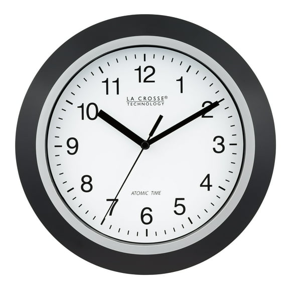 La Crosse Technology 10 inch Classic Black Atomic Analog Wall Clock, WT-3102B
