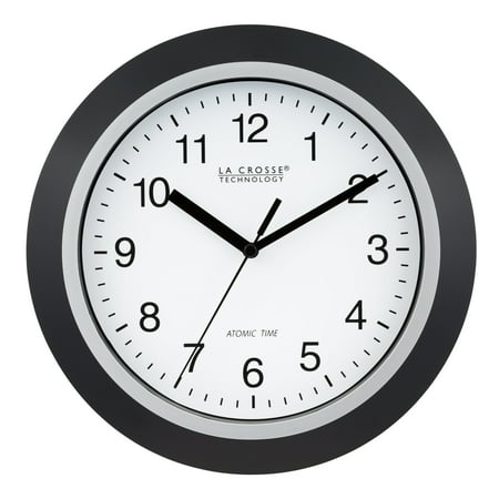 La Crosse Technology 10 inch Classic Black Atomic Analog Wall Clock, WT-3102B