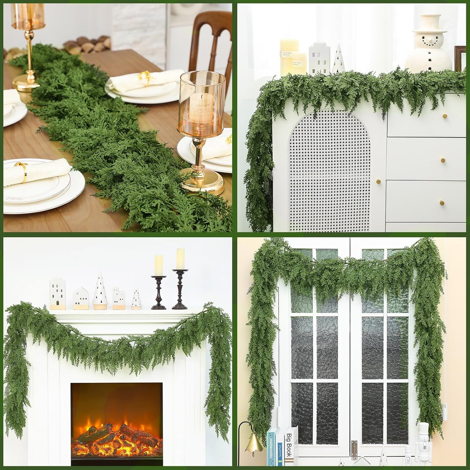 KOYPTL 6ft Christmas Garlands Cedar Pine Garland Real Touch Artificial Faux Greenery Garland for Table, Mantle, Staires, Wall Holiday Indoor Outdoor Christmas Decorations