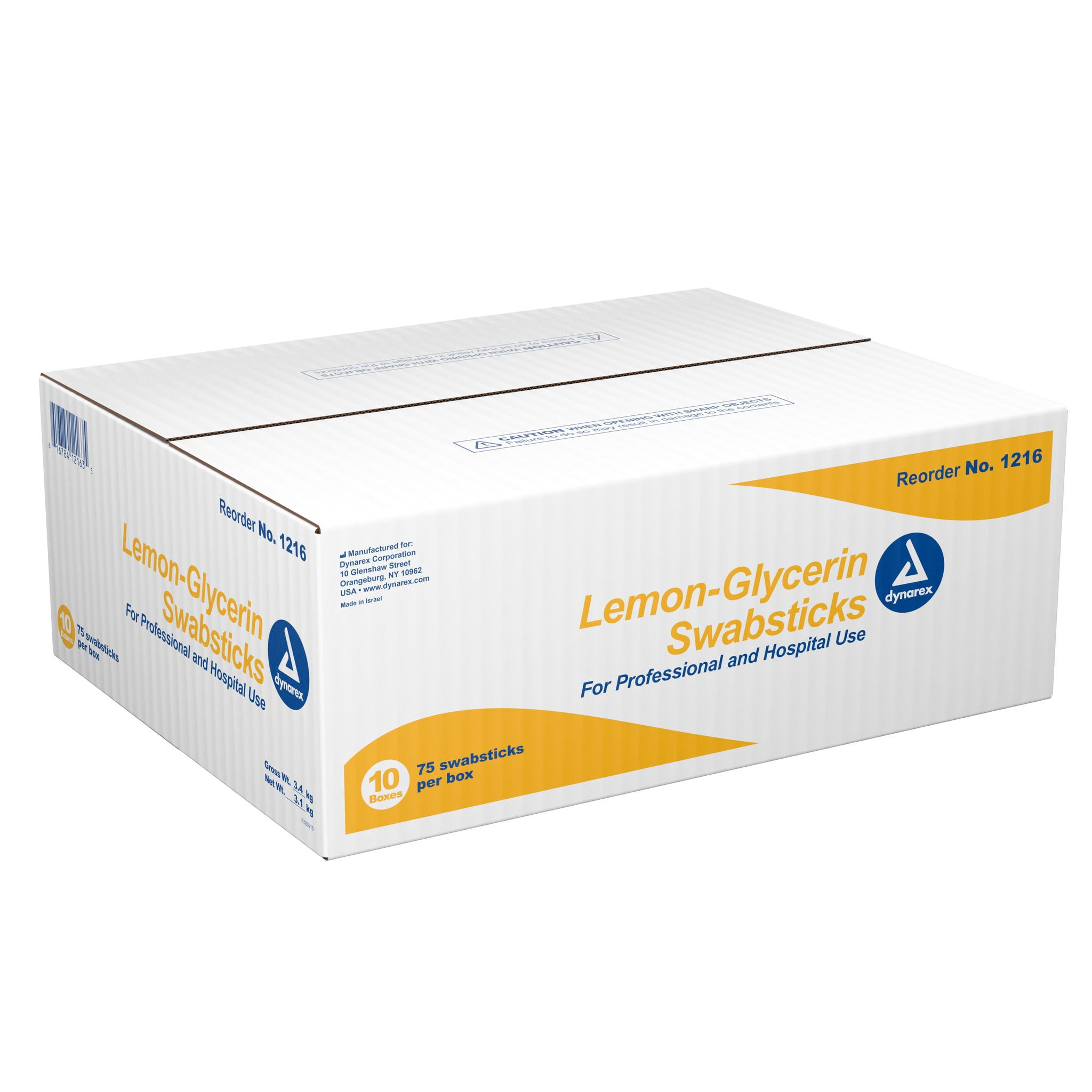 Dynarex Lemon-Glycerin Swabsticks, Oral Demulcent for Mouth and Throat Relief, 25 Packets (3 Swabs per Packet)