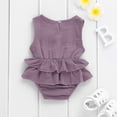thumbnail image 4 of Douhoow Newborn Baby Girl Sleeveless Romper Solid Color Ruffle Jumpsuit Sunsuit Outfit 0-24M, 4 of 6