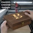 thumbnail image 3 of MakerFlo Dark Walnut Pine Wood Cigar Box with Hinged Lid & Front Clasp, Black Felt Lined, 8.5" x 8" x 2.4", Ideal for Crafts, Laser Engraving, Epoxy, UV DTF & Vinyl, Pack of 1, 3 of 11