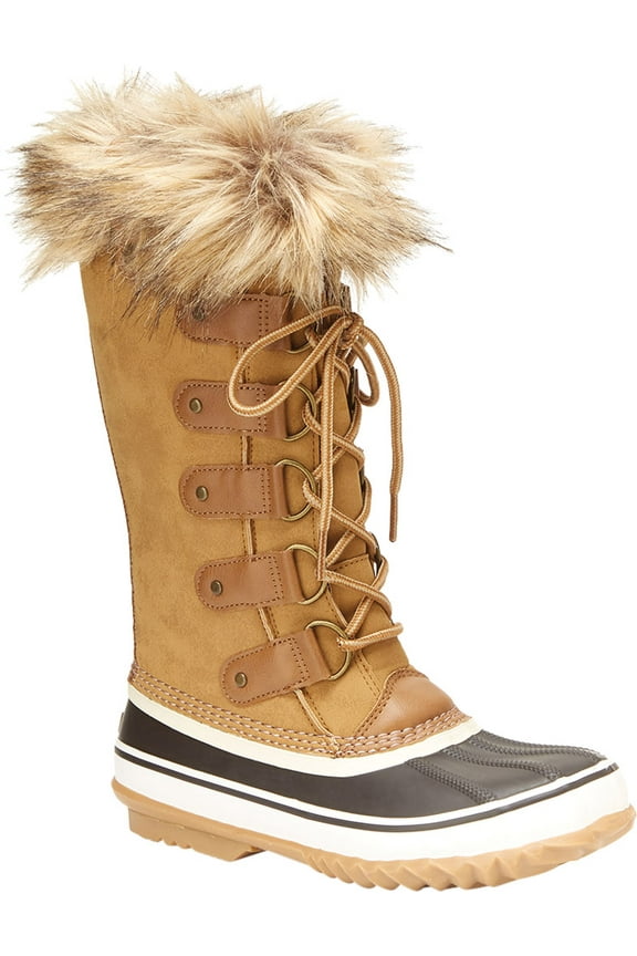 Women's Jambu JBU Ella Mid Calf Waterproof Duck Boot Tan Brushed Vegan Nubuck/Rubber 6.5 M