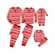 Inevnen Christmas Family Matching Pajamas Long Sleeve Pj Set Xmas Festival Party Sleepwear