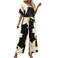 thumbnail image 2 of Neewe Women's Summer 2 Piece Outfits 2026 Short Sleeve Tops Wide Leg Pant Sets Casual Tracksuit-Black L, 2 of 9