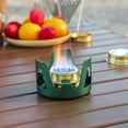 thumbnail image 3 of Mini estufa de alcohol para mochileros, quemador de alcohol de latón liviano con soporte de aluminio para acampar, caminar y hacer picnic (verde), 3 of 5