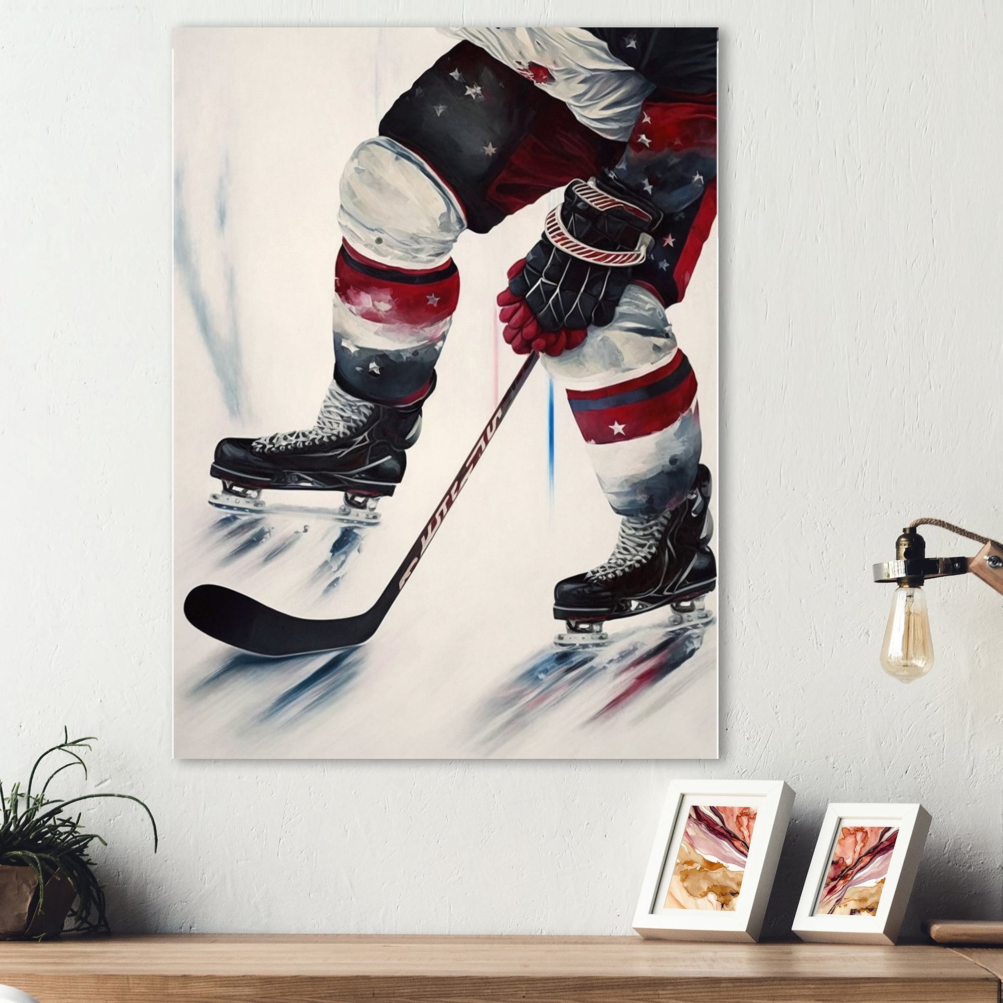 Designart Hockey Player On Ice During Game III Canvas Wall Art