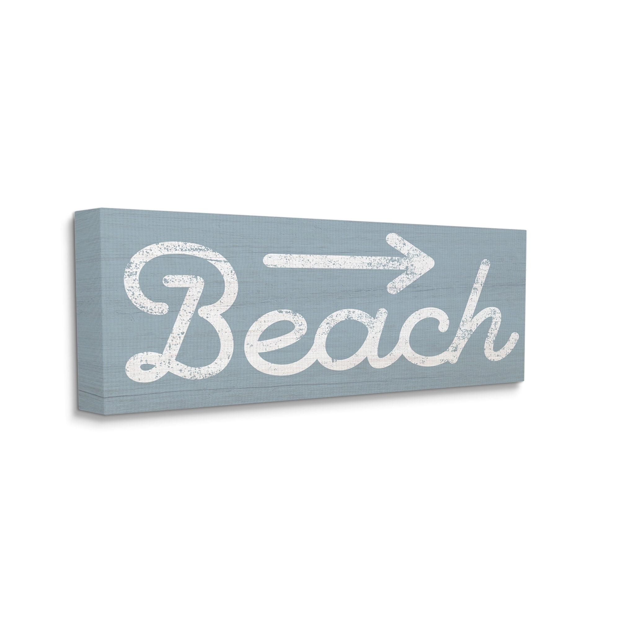 Stupell Industries Vintage Beach Arrow Pointing Sign Grain Pattern Graphic Art Gallery Wrapped Canvas Print Wall Art, Design by Daphne Polselli