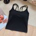 thumbnail image 5 of ZNQHFRE Women's Criss‑Cross Back Spaghetti Strap Camisole Tank Top, Slim‑Fit Layering Top With Built‑In Bra Pads One Size, 5 of 5