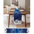 thumbnail image 3 of Navy Blue Christmas Table Runner 72 Inches, Xmas Balls Pine Needles Snowflakes Bed Runner Dresser Scarves Tabletop for Indoor Outdoor Parties/Ceremony/Banquet, 18" x 72", 3 of 8