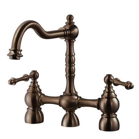 Ab Antique Bronze Kitchen Faucet - Lexington Traditional Bridge Kitchen Faucet with Sidespray and CeraDox Technology, Antique Copper (LEXBS-956-AC)