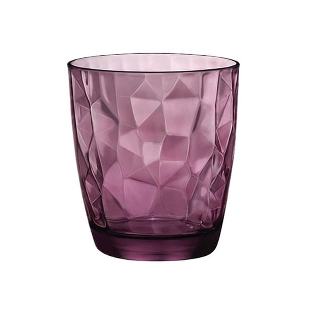 Vasos de cristal con relieve de diamantes de colores, resistentes al calor, ideales for agua, leche, zumo, cerveza, cócteles y vino.