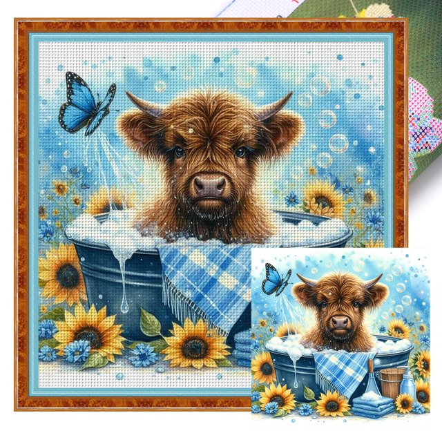 Hilo Algodón Ecológico Bordado Kit Punto Cruz Yak Impreso 11CT Arte 40x40cm