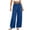 Blue, variant on Corduroy Pants Women Elastic Waist Straight Leg Pants Ribbed Button Long Trousers Lightweight Pant with Pockets