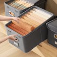 thumbnail image 2 of Linen Fabric Storage Bin with Lid Clothes Storage Containers for Home Bedroom Closet Office, 2 of 4