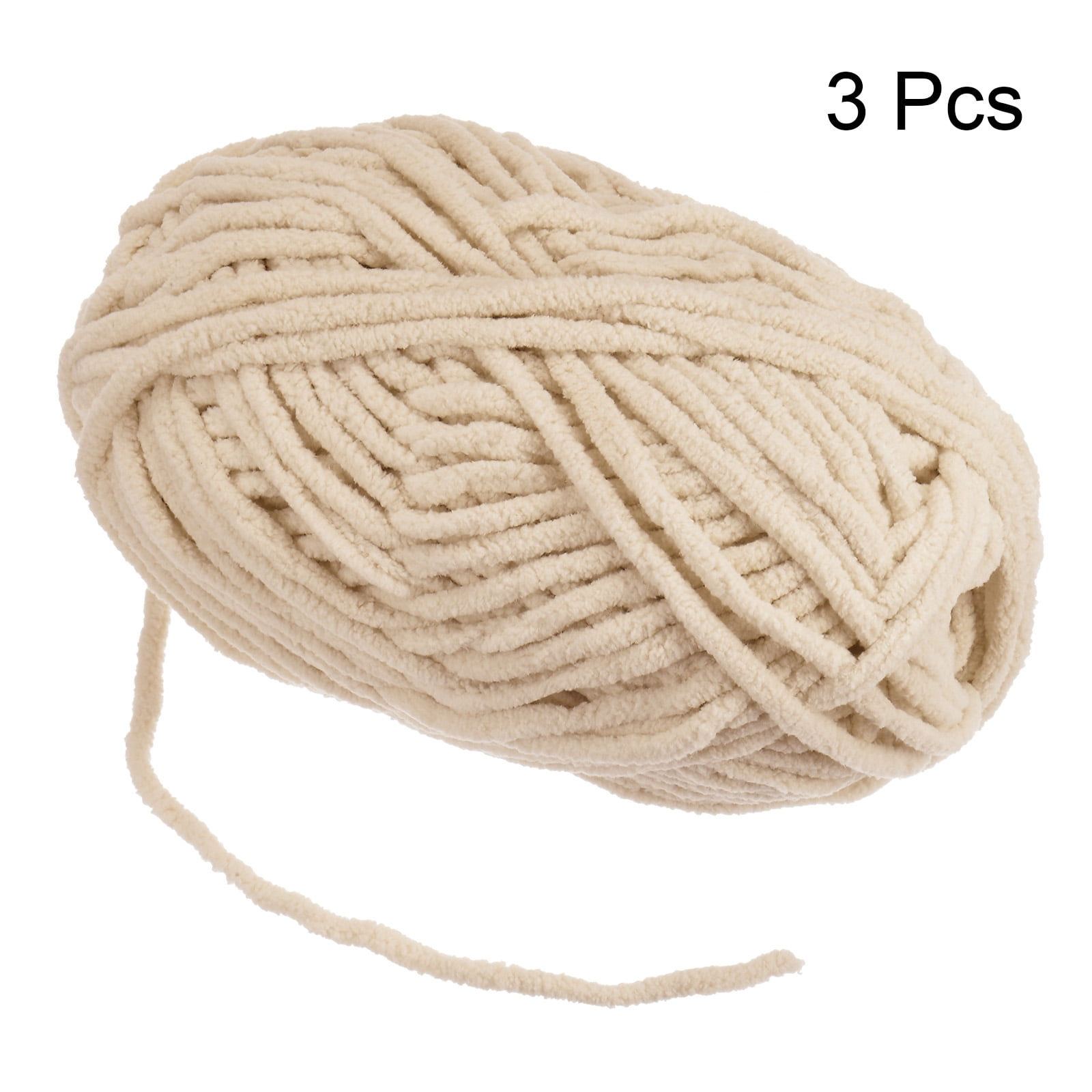 Uxcell 3Skeins Chenille Yarn Blanket Yarn 3x100g/10.5oz Polyester Soft Knitting Apricot