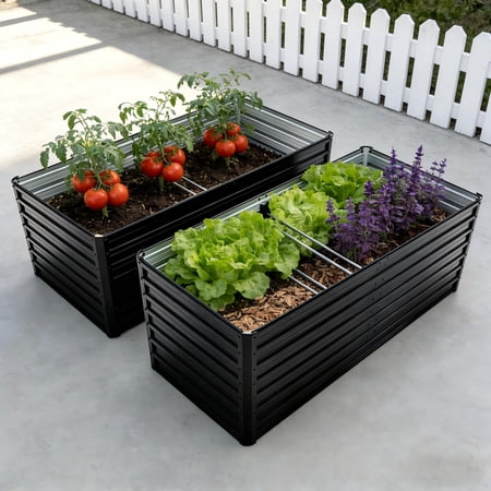 Fehomix 2-Pack 6x3x2 FT Metal Raised Garden Beds, Galvanized Steel Planter Boxes with 4 Reinforcement Bars & Rust-Proof Color Coating, for Vegetables, Flowers, Herbs Outdoor (269 Gallon Capacity)